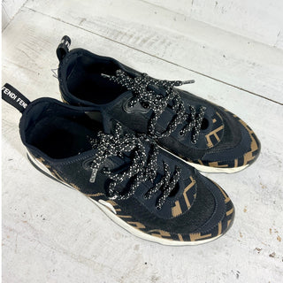 Fendi FF Freedom Patchwork Low Top Technical Mesh Sneakers Black Tobacco 39 / 9