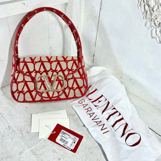 NWT Valentino Garavani Iconographe Loco Canvas Envelope Hobo Bag Red One Size