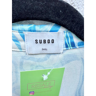 Suboo Psychedelic Agate Print Shirt & Elastic Waist Shorts Set Blue Womens Small