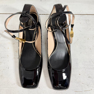 Valentino Garavani Tan-Go Patent-Leather Ankle Strap Pumps Black Women's 40/9.5