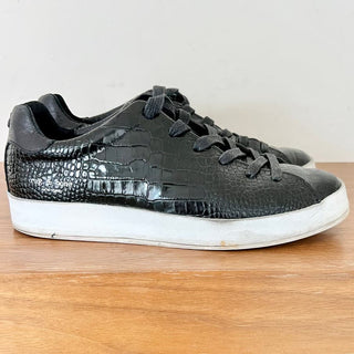 Rag & Bone Leather Embossed Crocodile Sneaker Shoes Black Womens Size 36.5 / 6.5