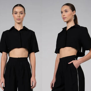 NWT Nonchalant Label Caja Crop Top & Fabi Pants Set of 2 Black Women's Size XS