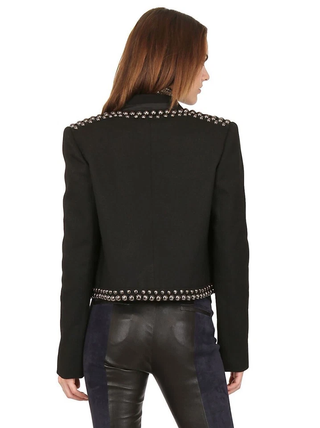 Isabel Marant Embellished Metal Ball Thick Crop Blazer Black Womens FR 34 / US 2