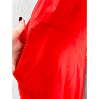 Tibi Spaghetti Strap Asymmetric V Neckline A-Line Midi Dress Red Women's Size 8