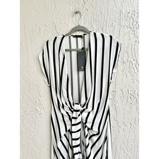 NWT Vix Paula Hermanny Stripe Perrine Sasha Cover Up Dress Black Women's Size XS