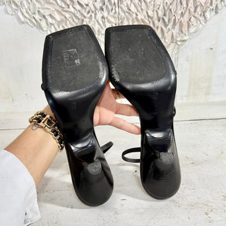 The Row Rai Patent Leather Slip On Heeled Slingback Sandals Black Womens 41 / 10