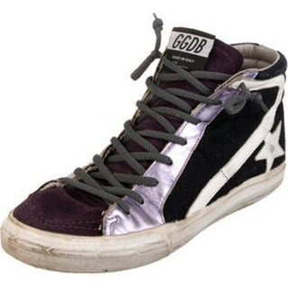 Golden Goose x Slide Suede High Top Skateboard Sneakers Black/Purple Womens 39