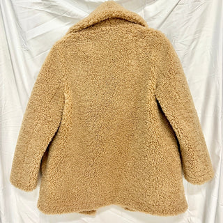 Maje Long Sleeve Button Lined Sherpa Teddy Bear Coat Jacket Camel Women's Medium