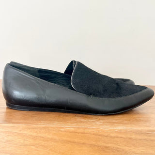 Vince Nikita Calf Hair Leather Slip On Flat Loafers Black Women's Size US 9 / 40