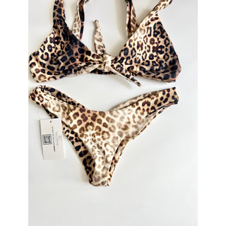 MIMI The Label Leopard Judy Top & Billie June Bottom Bikini Set Brown Women's XS