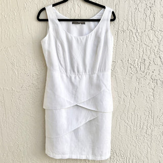 Zara Basic Sleeveless Scoop Neck Layered Mini Shift Dress White Women's Size L