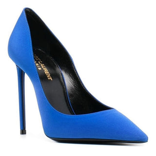 Saint Laurent YSL Zoe 105 Slip On Pointed Skinny Stilettos Pumps Blue Womens 37