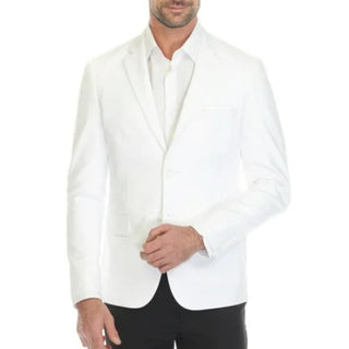 Mojito Collection Linen Long Sleeve Notch Lapel Two Button Blazer White Men's L