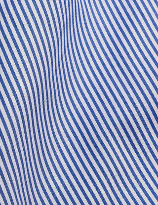 Figaret Paris Double Retors Stripe Semi-Fitted Poplin Button-Up Shirt Blue Men S