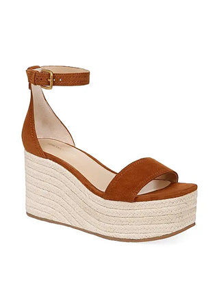 NWOT Veronica Beard Gianna Suede Espadrille Platform Wedge Sandals Brown US 6