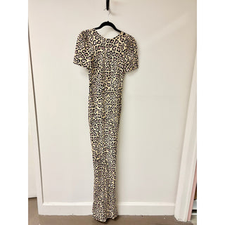 Givenchy Leopard Puff Sleeve Maxi Dress Cream / Black Women's Size 38 FR / US 4