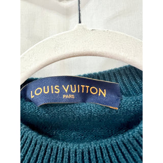 Louis Vuitton 100% Wool Signature Long Sleeve Crew Neck Sweater Blue Men's S