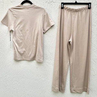 NWT Subset Short Sleeve Classic Tee &Wide Leg Pants Set Stone Women's Size Small