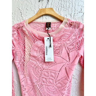 Jean Paul Gaultier Soleil Long Sleeve Casual Mini Dress Pink Women's Size Small