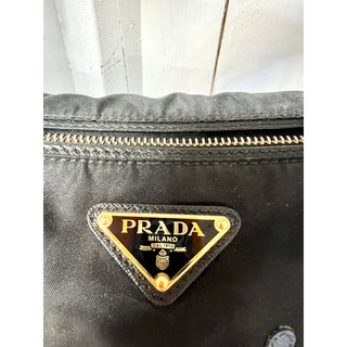 Prada Nylon Tote Bag With Saffiano Leather Hawaiian Appliqué Black (Nero)