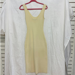 Boa Sleeveless Scoop Neck Ribbed Bodycon Midi Tank Dress Cream Women's Size XS