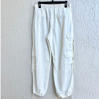 Zara High Rise Parachute Cargo Pants White Women's Size Medium