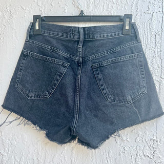 Agolde High Rise Cotton Trim Hem Cut Off Parker Shorts Denim Black Women's Sz 23