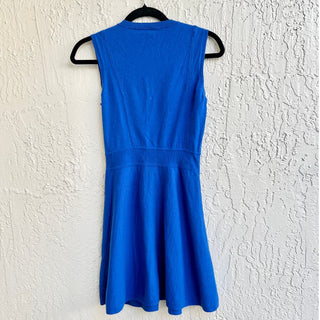 Theory Sleeveless Wool Blend A Line Mini Dress Royal Blue Women's Size Medium