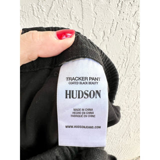 Hudson Elastic Drawstring Waistband Tracker Pants Coated Black Beauty Women's M