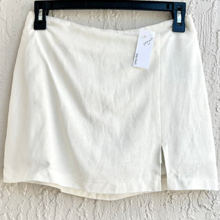 NWT Market Linen Blend Slit A-Line Mini Skort Skirt White Women's Size Medium