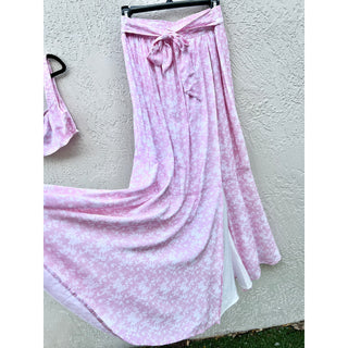 Krewe Du Q Floral Square Neck Crop Top & Maxi Skirt Set Pink Women Size Small