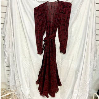 A.L.C. Tianna Snake-Print Long-Sleeve Wrap Midi Dress Burgundy Women's Size 0