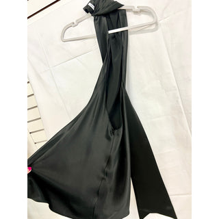 SAU LEE Patsy Halter Backless Crepe Satin Mini Dress Black Women's Size XS