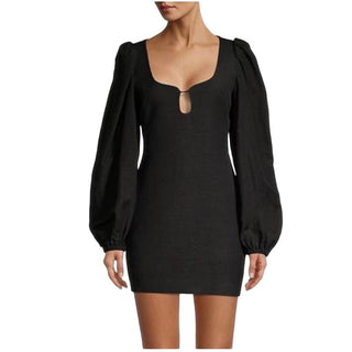 Significant Other Puff Sleeve 100% Cotton Fara Mini Dress Black Womens Size US 6