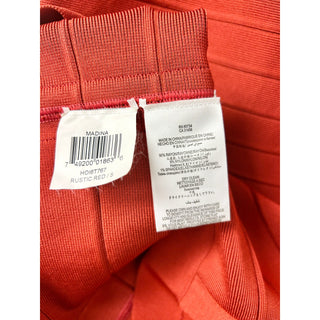 Hervé Léger Madina Square Neck Bandage Mini Cocktail Dress Rustic Red Women's S