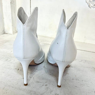 Gianvito Rossi Mable Leather Pointed Toe Western Ankle Boots White Women's 36.5