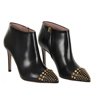 Gucci Coline Leather Studded Pointed Stilettos Ankle Boots Black Women's 40 / 9