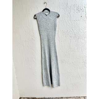 Topshop Sleeveless Ribbed Knit Maxi Dress Gray Women's Size Eur 36-38 US 4-6