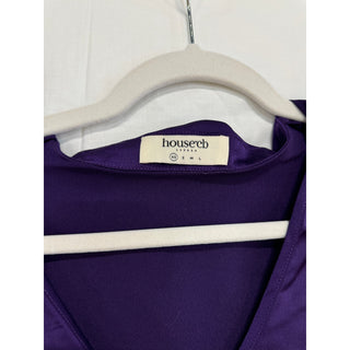 House of CB Silky Satin Long Sleeve Tie Front Crop Top Lavender Women's Size XS