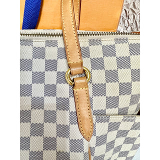 Louis Vuitton Damier Azur  Canvas Totally MM Shoulder Tote Bag White