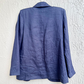 Parentezi Ainoha 100% Linen Long Sleeve Single Button Blazer Navy Blue Women's S