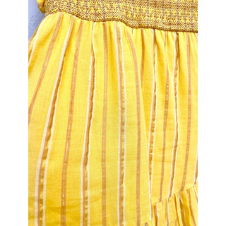 Saylor Adrianne Striped Ruffle-Sleeve V-Neck Mini Dress Yellow Women's Size M