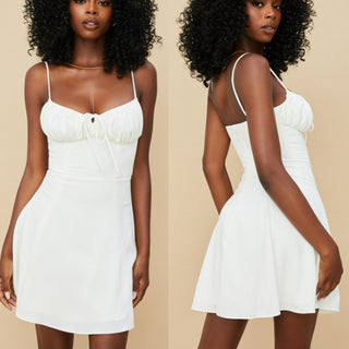 House of CB Araminta Sleeveless Spaghetti Strap Skater Mini Dress White Women XS