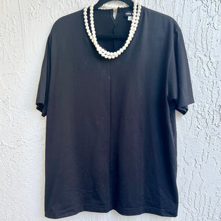 Junya Watanabe Short Sleeve Embellished Pearls T-Shirts Black Women's Size Small