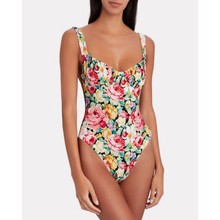 WeWoreWhat Ruched Floral Ruched One-Piece Swimsuit Multicolor Women's Size XS