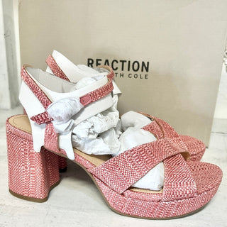 NWT Kenneth Cole Reaction Reeva Platform Poppy Weave Ankla Strap Sandals Pink 8M