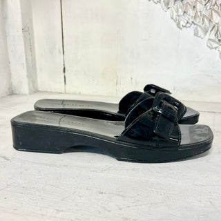 Veronica Beard Davina Jelly Single Strap Slide Sandals Black Women's 8M / 9 US