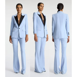 NWT A.L.C. Davin li Tuxedo Jacket and Flare Trouser Pants Set Blue Womens US 8