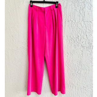 Alice + Olivia High Waisted Pleated Pompey Wide Leg Pants Pink Women's Size US 6