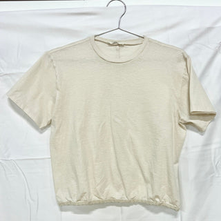 The Row Solid Short Sleeve Crew Neck Cropped T-Shirt Cream Women's Size Small